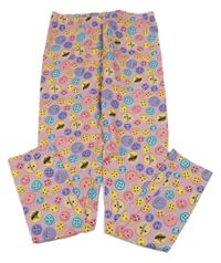 Růžovo-barevné legíny s knoflíky 