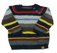 Sivo-tmavomodro-farebný pruhovaný sveter H&M