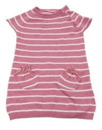 Růžovo-bílé pruhované pletené šaty Yd.