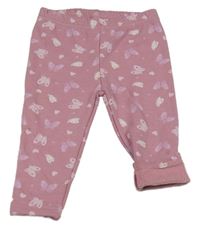 Svetloružové silnější legíny s motýlikmi