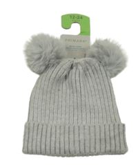 Nové - šedá pletená čepice s bambulemi Primark