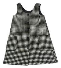 Čierno-biele vzorované vlnené prepínaci šaty s vreckami F&F