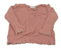 Starorůžové perforované květované triko 