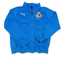 Modrá športová funkčná prepínaci mikina s nášivkou a logom Puma