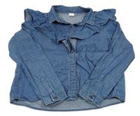 Modrá halenka riflového vzhledu s volánky Next