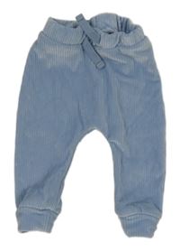 Světlemodré žebrované sametové tepláky Nutmeg