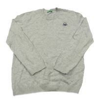 Sivý ľahký sveter s logom Benetton