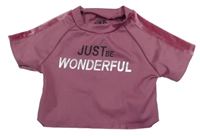 Ružové športové crop tričko s nápisom Zara