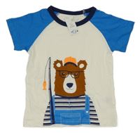 Nové - bílo-modré tričko s medvědem 