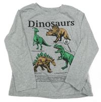 Šedé melírované triko s dinosaury H&M