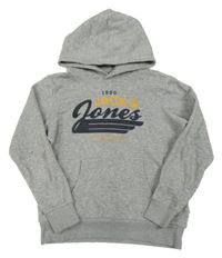 Sivá melírovaná mikina s logom a kapucňou Jack & Jones