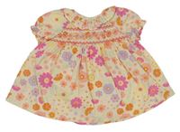 Marhuľové kvetované plátenné šaty Nutmeg