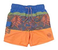 Modro-oranžové plážové kraťasy s palmami George