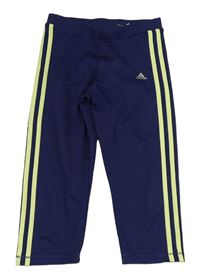 Tmavomodré crop sportovní legíny s pruhy Adidas