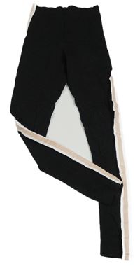 Čierno-bielo-lososové legíny s pruhmi H&M
