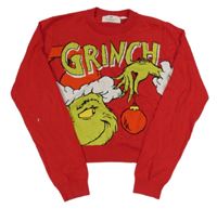 Červený crop sveter s Grinchem H&M