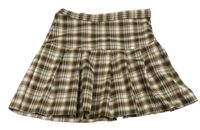 Hnedo-biela kockovaná skladaná sukňa H&M