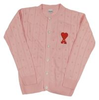 Ružový rebrovaný vzorovaný prepínaci sveter so srdcem