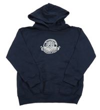 Tmavomodrá mikina s potiskem lodi a kapucňou Fruit of the Loom