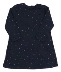 Tmavomodré teplákové šaty se srdíčky H&M