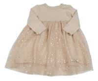 Svetloružové úpletové šaty s tylovou sukní a hviezdami George