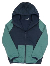 Tmavomodro-zelená propínací zateplená mikina s kapucí Lily & Dan