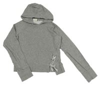 Sivá crop mikina s vázáním a kapucňou Tom Tailor