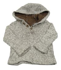 Bielo-hnedý melírovaný sveter s kapucňou Zara