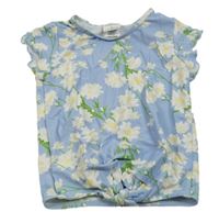 Světlemodro-bílé UV květované tričko 