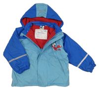 Světlemodro-tmavomodrá voděodolná zateplená bunda s liškou a kapucí Impidimpi