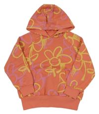 Korálová květovaná mikina s kapucí Next