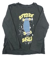 Antracitové triko se skateboardem 