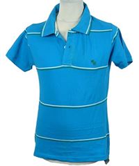 Pánske tyrkysové pruhované muscle polo tričko Abercrombie&Fitch