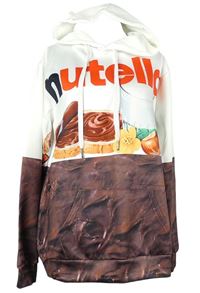 Dámska bielo-hnedá mikina s Nutellou a kapucňou