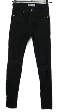 Dámske čierne skinny rifle s dierami Bershka