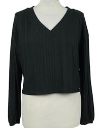 Dámské černé žebrované crop triko Gilly Hicks 