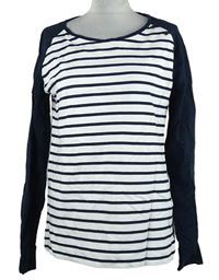 Dámské bílo-tmavomodré pruhované triko Next 