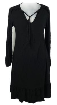 Dámske čierne šaty s vázačkou F&F