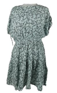 Dámske světlemodro-čierne kvietkovane šaty C&A