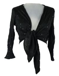 Dámske čierne plisované bolerko s flitrami New Look