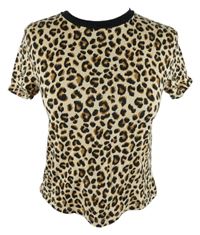 Dámske béžovo-čierne vzorované tričko H&M