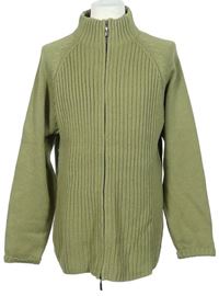 Pánsky olivový prepínaci sveter so stojačikom