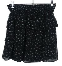 Dámska čierna kvietkovana žoržetová sukňa s volánikmi H&M