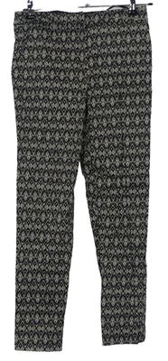 Dámske čierno-béžové vzorované chino nohavice F&F
