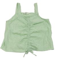 Svetlozelený mačkaný blúzková ý crop top s nařasením H&M