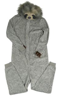 Sivá chlpatá kombinéza s kapucí- lenochod zn. Next vel.176