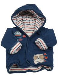 Tmavomodrá zateplená propínací mikina se zvířátky a kapucí M&S