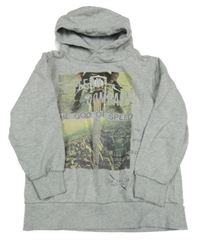 Svetlosivá mikina s potlačou a kapucňou Tom Tailor