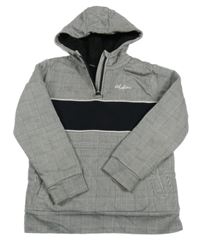 Černo-bílá kostkovaná zateplená mikina s nápisem a kapucí George