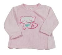 Svetloružová zamatová prepínaci mikina s mačkou Papagino